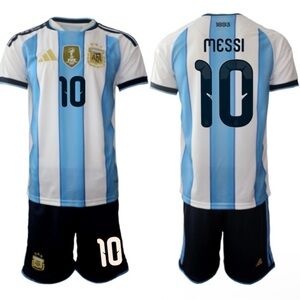 Argentina Lionel Messi #10 Soccer Jersey Set - Light Blue & White